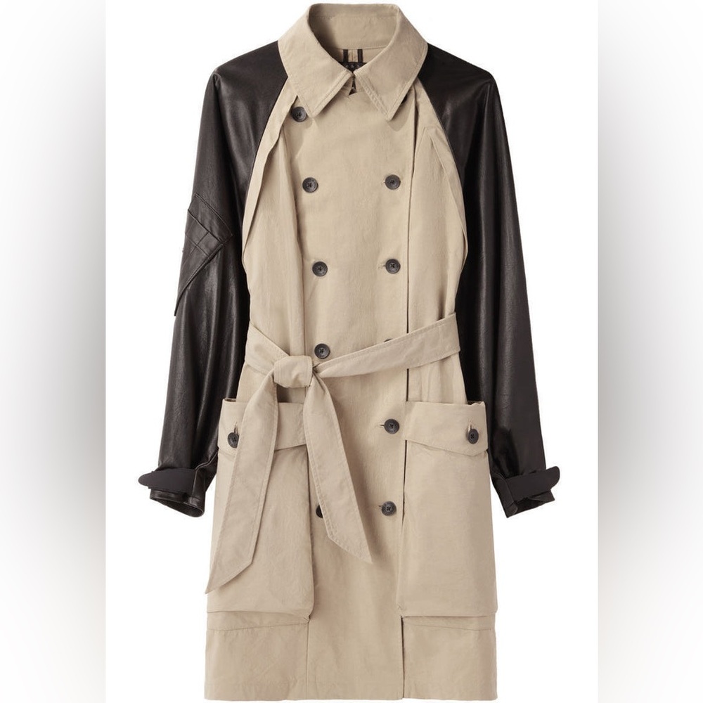 Rag & Bone Bishop Beige and Black Trench Leather Coat Size S